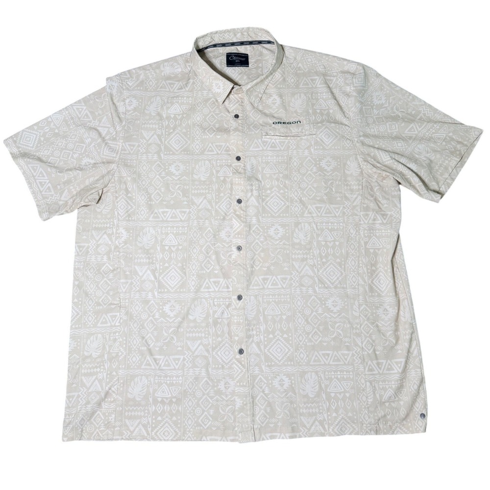 Chiliwear Oregon Ducks Mens 3XL Tan Tribal Print Button Down Shirt NCAA Fan Gear